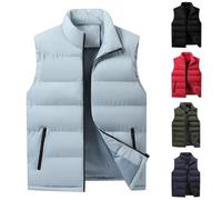Winter Coats For Men Uk Mens Winter Thickened Down Vest 2 Zip Pockets-Mens Padded Gilet Lightweight Puffer Body Warmer With Zipper Sleeveless Jacket Down Coat Outwear Bodywarmer Puffer Vests