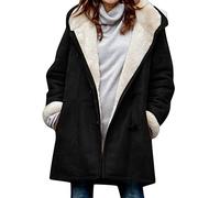 Winter Coats for Women 2024, Super Thick Warm Fleece Lined Jackets, Hooded Button Down Faux Suede Coat, Long Cozy Outerwear for Women (A1, XXL)