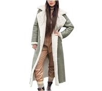 Winter Coats for Women Faux Suede Shearling Lapel Coat Thermal Sherpa Fleece Lined Long Peacoats Sheepskin Buckle Jackets Warm Plush Overcoat Moto Bomber Jacket Leather Coat Outerwear