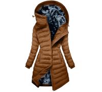 Winter Coats for Women Puffer Padded Down Quilted Coat Thicked Fleece Lined Long Sleeved Hooded Warm Jacket Outdoor Waterproof Windproof Softshell Jackets Thermal Parkas Overcoat with Pockets S-XXL