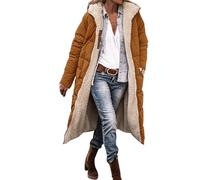 Winter Coats for Women UK FashionHooded Longline Jacket Double Faced Soft Fleece Lined Jackets Padded Down Outerwear Warm Windproof Overcoat with Pockets Cold Weather Outfits