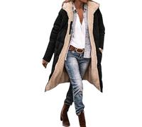 Winter Coats for Women UK FashionHooded Longline Jacket Double Faced Soft Fleece Lined Jackets Padded Down Outerwear Warm Windproof Overcoat with Pockets Cold Weather Outfits