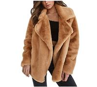 Winter Coats for Women UK Faux Fur Long Sleeve Open Front Windbreaker Thermal Thick Jacket Double Fleece Winter Jacket Warm Overcoat Lapel Collar Casual Plush Fluffy Cardigans