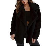 Winter Coats for Women UK Faux Fur Long Sleeve Open Front Windbreaker Thermal Thick Jacket Double Fleece Winter Jacket Warm Fluffy Fuzzy Overcoat Lapel Collar Casual Plush Shaggy Sherpa Soft Outwear