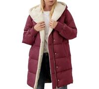 Winter Coats for Women UK Fleece Lined Down Jacket Padded Puffer Jackets Hooded Trench Coat Ladies Quilted Jackets Long Casual Warm Rain Coats Outerwear Overcoat with Pockets Plus Size (Wine, L)