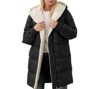Winter Coats For Women Uk Fleece Lined Quilted Jacket Womens With Hood Solid Color Full Zip Parka Coat Waterproof Comfortable Warm Long Sleeve Down Jacket Plus Size Outerwear Overcoat With Pockets