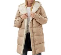 Winter Coats For Women Uk Fleece Lined Quilted Jacket Womens With Hood Solid Color Full Zip Parka Coat Waterproof Comfortable Warm Long Sleeve Down Jacket Plus Size Outerwear Overcoat With Pockets