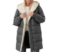 Winter Coats For Women Uk Fleece Lined Quilted Jacket Womens With Hood Solid Color Full Zip Parka Coat Waterproof Comfortable Warm Long Sleeve Down Jacket Plus Size Outerwear Overcoat With Pockets