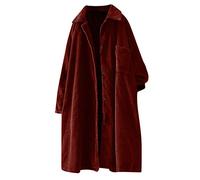 Winter Coats for Women UK, Long Trench Coats for Women Solid Long Sleeve Button Down Ladies Overcoat Lapel Lightweight Oversized Outerwear Vintage Casual Fashion Cotton Autumn Clothing with Pockets