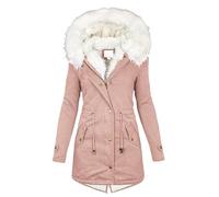 Winter Coats for Women UK Longline Puffer Parka Coat Fleece Lined Waterproof Jacket Hood Autumn Winter Trench Coat Warm Outwear Thick Hooded Long Parka Jackets Zip Up Outerwear With Fur Trimmed Hooded