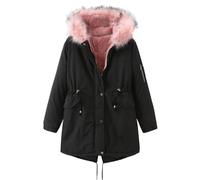 Winter Coats for Women UK Quilted Down Longline Puffer Parka Coat Fleece Lined Waterproof Jacket with Fur Hood Autumn Winter Plus Size Trench Warm Outwear Womens Quilted Coat Mid Length