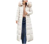 Winter Coats for Women UK Quilted Down Longline Puffer Parka Coat Fleece Lined Waterproof Jacket with Fur Hood Autumn Winter Plus Size Trench Warm Outwear Women'S Long Rain Coat
