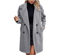 Winter Coats for Women UK Teddy Fleece Jacket Oversize Sherpa Wool Blend Coat Lapel Collar Winter Pea Coat Mid-Length Overcoat Jackets Elegant Trench Coat Solid Womens Coats Warm Outerwear