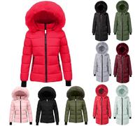 Winter Coats for Women Uk, Warm Padded Quilted Outwear Puffer Long Short Ladies Coats with Pocket Hood Long Sleeve Slim Trench Coat Warm Outwear Trench Coat Outdoor Hiking Jackets