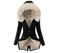 Winter Coats For Women UK Winter Jackets for Women UK Womens Coats Plus Size Winter Coat Lapel Collar Long Sleeve Jacket Thicken Warm Padded Quilted Down Outerwear Hooded Parka with Pockets