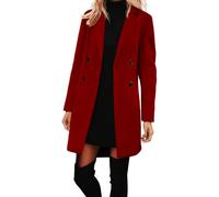 winter coats for women Winter Coats for Women Uk Slim Fit Notched Lapel Double Breasted Wool Blend Pea Coat Mid-Length Overcoat Fall Winter Jackets Red XL