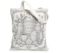Winter Cocoa Holiday Quote Christmas Canvas Tote Bag 13x15 Inch | Winter Cocoa Theme, Gingerbread Biscuit , Holiday Home Decor, Cozy Beverage Art, Seasonal Kitchen Motifs