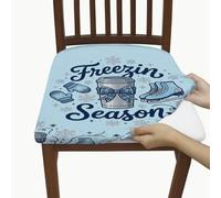 Winter Coffee and Ice Skating Quote Cup Dining Chair Seat Covers 6pcs