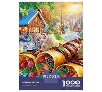 Winter Coffee Scene Premium Cardboard 1000 Piece Candy Town Jigsaw Bundle, Brain Training Adults, Stress Relief, Gift & Office Break Leisure 70x50cm/1000pcs