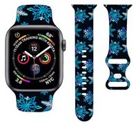 Winter Colorful Snow Neon Snowflakes Bands Compatible with Apple Watch Band 42MM 44MM 45MM, Silicone Strap Wristbands Compatible with iWatch Bands Series SE 7 6 5 4 3 2 1 for Women Men