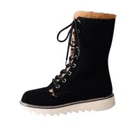 Winter Combat Boots, Lace-Up Snow Boots with Faux Fur Lining, Outdoor Lightweight Non-Padded Cotton Boots for Hiking and Climbing