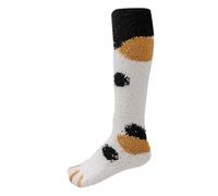 Winter Coral Velvet Girls Stocking Knee High Socks Cat Stripe Pattern Stockings for Petite Women