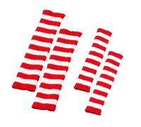 Winter Costume Mittens Set - Heat Without Cold Drafts, Knee High Socks With Red And White Striped Arm Warmers, Acrylic Wool Role Play Suit Tr