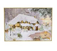 Winter Cottage in the Woods Christmas Advent Calendar | Traditional Christmas Picture Calendar with Snowman & Glitter Details - A4 Size