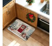 Winter Cottage Kitchen Mats for Floor, Vintage Snowy Scene Soft Mats, Holiday Cushioned Comfort Washable Non Slip Decor Rugs for Kitchen Sinks Laundryroom Bathroom 20x31 Inch