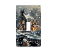 Winter Cottage Light Switch Cover Plates/Outlet Covers, Snowy Scene for Cozy, Thermoplastic Wall Plates, Standard Size Single Toggle
