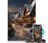 Winter Cottage Magic Jigsaw for Teenagers 1000 Pieces Mental Improve Play Uniform Size Precise Pieces Family Fun Night Activity (38x52cm)