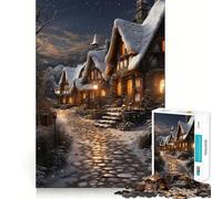 Winter Cottage Magic Jigsaw Puzzle1000 Pieces Mind Train Fun Clean Cut Sturdy Components Captivating Leisure for Cozy Indoors (50x75cm)