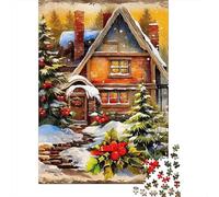 Winter Cottage Painting 1000 Piece Jigsaw Puzzle For Adults Challenging Game Stress Relief Puzzle Cultivate The Spirit of Teamwork for Family Decorations 1000pcs (75x50cm)