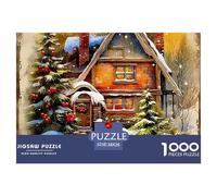 Winter Cottage Painting 1000 Piece Jigsaw Puzzle For Adults Challenging Game Stress Relief Puzzle Exercise The Memory of The Brain for Men, Women, Elders, Seniors 38x26cm/1000pcs