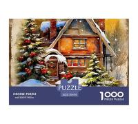 Winter Cottage Painting 1000 Piece Jigsaw Puzzle For Adults Family Challenge Toys Stress Relief Puzzle Cultivate The Spirit of Teamwork for Men, Women, Elders, Seniors 70x50cm/1000pcs
