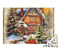 Winter Cottage Painting 1000 Pieces Jigsaw Puzzles For Adults Educational Games Stress Relieving Entertainment Cultivate The Spirit of Teamwork for Adults And Kids, Age 12 Years Up 500pcs (52x38cm)