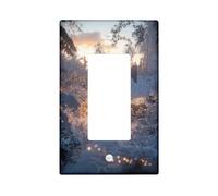 Winter Cottage Switch Cover Plate, Snowy Cabin Scene for Holiday Decoration, Thermoplastic Wall Plates, Standard Size Single Rocker