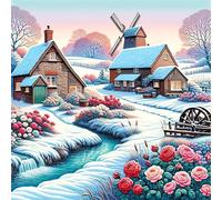 Winter Countryside Diamond Art Kits for Adults,DIY 5D Square Full Drill Landscape Diamond Painting Kits for Beginner,Gem Art Diamond Dots Embroidery Painting Kit for Home Wall Decor 20x20 inch