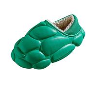 Winter Couple Women's Baotou Cover Heel Warm Plush Soft Bottom Comfortable Flat Cotton Slippers Glass Slippers for Women Heels (Green, 6.5)