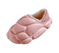 Winter Couple Women's Baotou Cover Heel Warm Plush Soft Bottom Comfortable Flat Cotton Slippers Glass Slippers for Women Heels (Pink, 4.5)