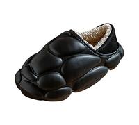 Winter Couple Women's Baotou Cover Heel Warm Plush Soft Bottom Comfortable Flat Cotton Slippers Glass Slippers for Women Heels (Black, 4.5)