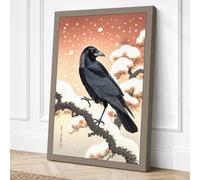 Winter Crow Scandinavian Canvas Wall Art Print 18x12 Inch (46 x 30 cm)