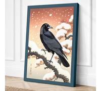 Winter Crow Scandinavian Canvas Wall Art Print 18x12 Inch (46 x 30 cm)