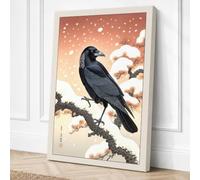 Winter Crow Scandinavian Canvas Wall Art Print 18x12 Inch (46 x 30 cm)