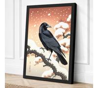 Winter Crow Scandinavian Canvas Wall Art Print 30x20 Inch (76 x 51 cm)