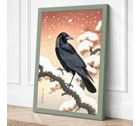 Winter Crow Scandinavian Canvas Wall Art Print 30x20 Inch (76 x 51 cm)