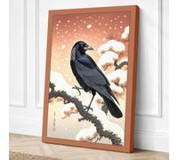 Winter Crow Scandinavian Canvas Wall Art Print 36x24 Inch (91 x 61 cm)