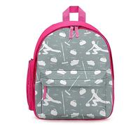 Winter Curling Sports Athlete Travel Backpack 13" Laptop Backpack Work Bag Daypack Pink-style