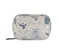 Winter Cute Bears Medicine Bag for Purse with Detachable Compartments Convenient Medication Travel case for Purse