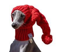 Winter Cute Knit Dog Hat for Italian Greyhound & Whippet Warm Pet Hat Hats for Medium Dogs Soft Stretchy Pet Neck Ear Warmer Headband Protector for Cold Weather Headwear(Red,L)